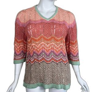 Soft Surroundings Women Size 3X Rosita Open Crochet Knit Pullover Cotton Sweater